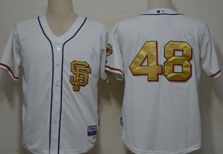 San Francisco Giants #48 Pablo Sandoval Cream With Gold SF Edition Jersey