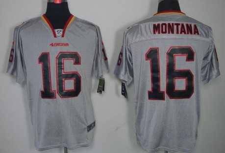 Nike San Francisco 49ers #16 Joe Montana Lights Out Gray Elite Jersey 