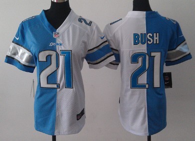 Nike Detroit Lions #21 Reggie Bush Light Blue/White Two Tone Womens Jersey