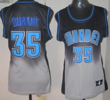 Oklahoma City Thunder #35 Kevin Durant Black/Gray Fadeaway Fashion Womens Jersey