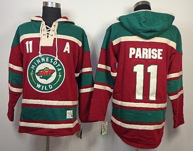 Old Time Hockey Minnesota Wild #11 Zach Parise Red Hoodie