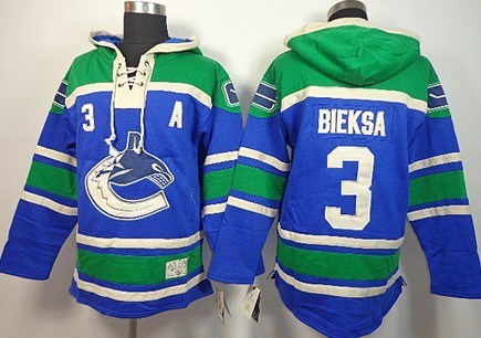 Old Time Hockey Vancouver Canucks #3 Kevin Bieksa Blue Hoodie