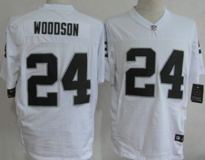 Nike Oakland Raiders #24 Charles Woodson White Elite Jersey 