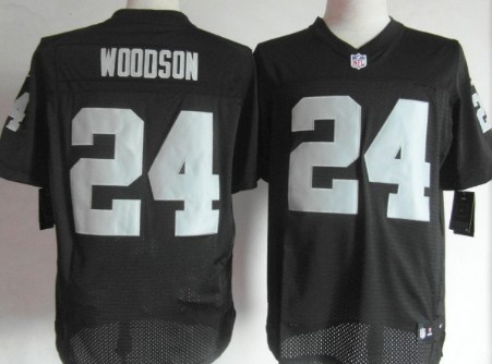 Nike Oakland Raiders #24 Charles Woodson Black Elite Jersey