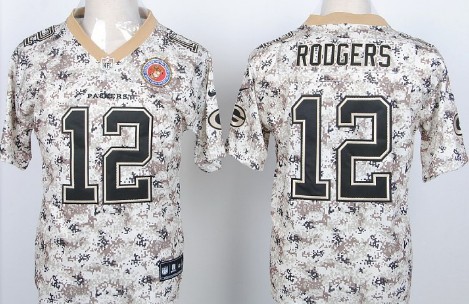 Nike Green Bay Packers #12 Aaron Rodgers 2013 USMC Camo Elite Jersey