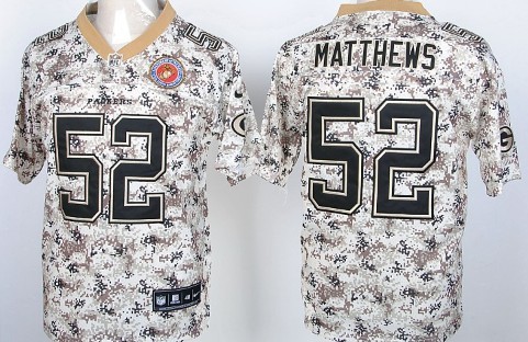 Nike Green Bay Packers #52 Clay Matthews 2013 USMC Camo Elite Jersey