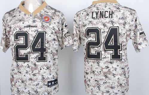 Nike Seattle Seahawks #24 Marshawn Lynch 2013 USMC Camo Elite Jersey