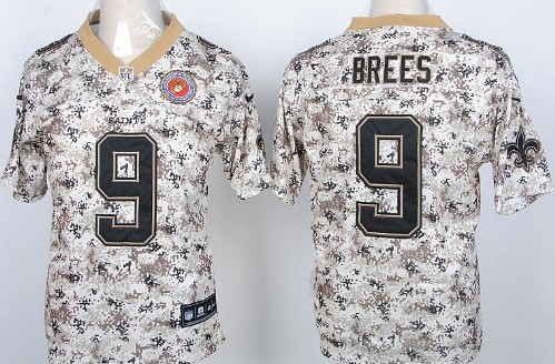 Nike New Orleans Saints #9 Drew Brees 2013 USMC Camo Elite Jersey