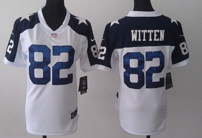 Nike Dallas Cowboys #82 Jason Witten White Thanksgiving Game Womens Jersey 