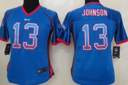 Nike Buffalo Bills #13 Steve Johnson Drift Fashion Blue Womens Jersey 