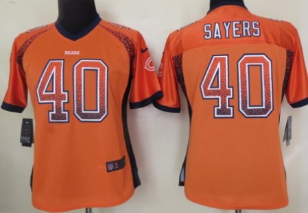 Chicago Bears #40 Gale Sayers Drift Fashion Orange Womens Jersey 