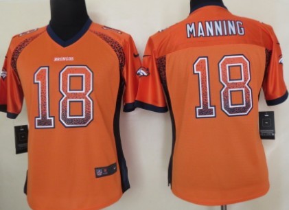 Nike Denver Broncos #18 Peyton Manning Drift Fashion Orange Womens Jersey 