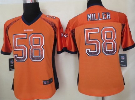 Nike Denver Broncos #58 Von Miller Drift Fashion Orange Womens Jersey 