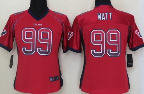 Nike Houston Texans #99 J.J. Watt Drift Fashion Red Womens Jersey 