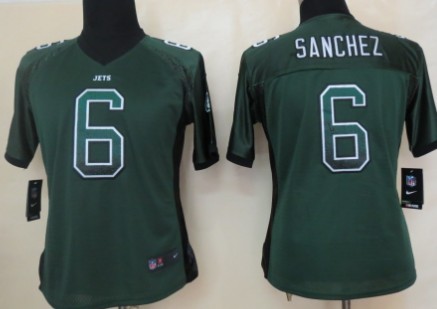 Nike New York Jets #6 Mark Sanchez Drift Fashion Green Womens Jersey 