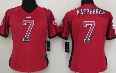 Nike San Francisco 49ers #7 Colin Kaepernick Drift Fashion Red Womens Jersey 