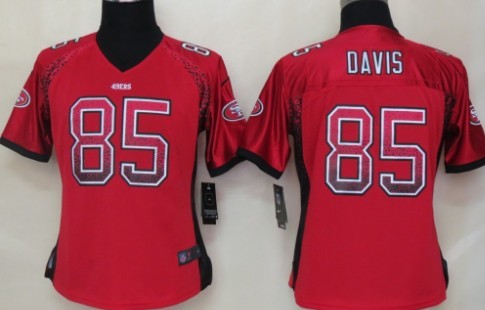 Nike San Francisco 49ers #85 Vernon Davis Drift Fashion Red Womens Jersey 