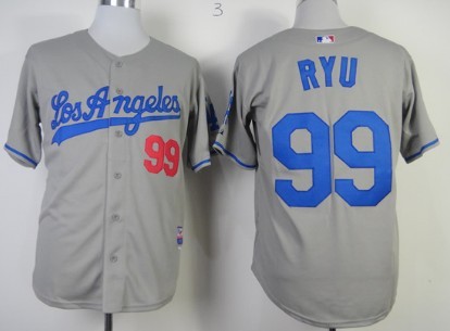 Los Angeles Dodgers #99 Hyun-Jin Ryu Gray Jersey 