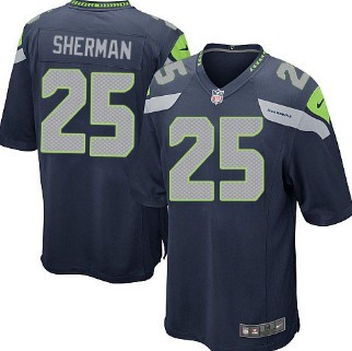 Nike Seattle Seahawks #25 Richard Sherman Navy Blue Game Kids Jersey 