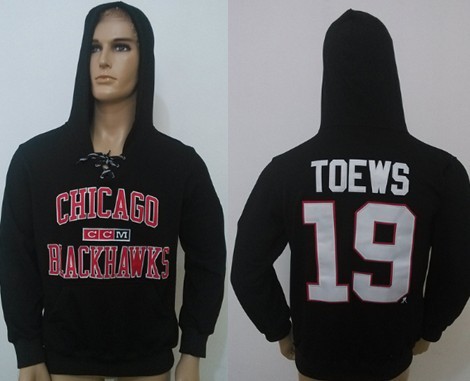 CCM Chicago Blackhawks #19 Jonathan Toews Black Hoodie