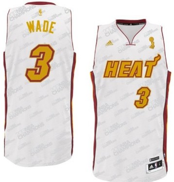 Miami Heat #3 Dwyane Wade Revolution 30 Swingman White With Gold Jersey