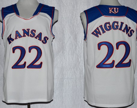 Kansas Jayhawks #22 Andrew Wiggins White Jersey