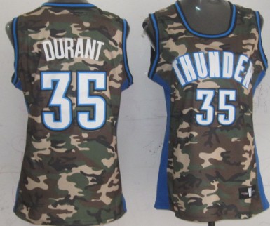 Oklahoma City Thunder #35 Kevin Durant Camo Fashion Womens Jersey