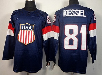 2014 Olympics USA #81 Phil Kessel Navy Blue Jersey 