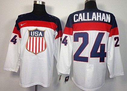 2014 Olympics USA #24 Ryan Callahan White Jersey 