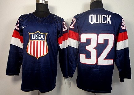 2014 Olympics USA #32 Jonathan Quick Navy Blue Jersey 