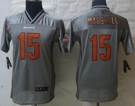 Nike Chicago Bears #15 Brandon Marshall 2013 Gray Vapor Kids Jersey 