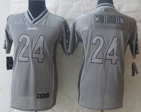 Nike Oakland Raiders #24 Charles Woodson 2013 Gray Vapor Kids Jersey 