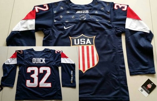 2014 Olympics USA #32 Jonathan Quick Navy Blue Womens Jersey