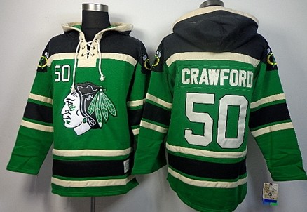 Old Time Hockey Chicago Blackhawks #50 Corey Crawford Green Hoodie