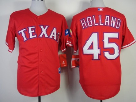 Texas Rangers #45 Derek Holland 2014 Red Jersey 