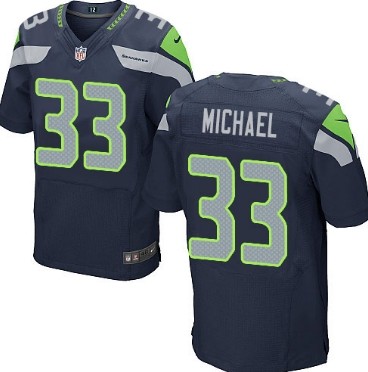 Nike Seattle Seahawks #33 Christine Michael Navy Blue Elite Jersey 