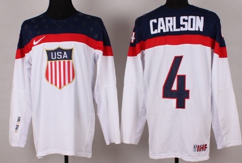 2014 Olympics USA #4 John Carlson White Jersey