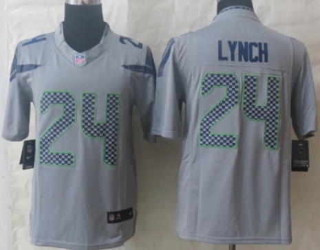 Nike Seattle Seahawks #24 Marshawn Lynch Gray Limited Jersey 