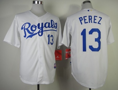 Kansas City Royals #13 Salvador Perez White Jersey 