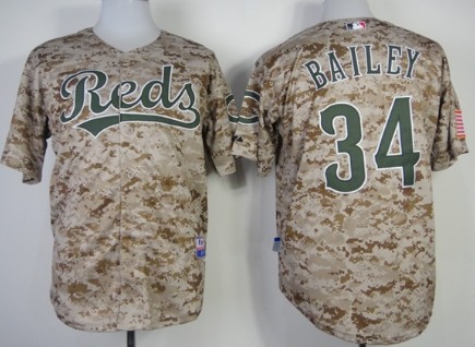 Cincinnati Reds #34 Homer Bailey 2014 Camo Jersey 