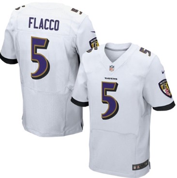 Nike Baltimore Ravens #5 Joe Flacco 2013 White Elite Jersey 