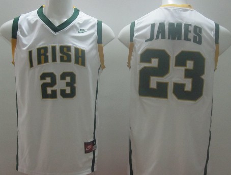 The Fighting Irish #23 Lebron James White Jersey