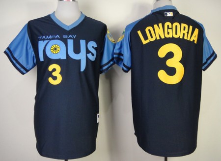 Tampa Bay Rays #3 Evan Longoria 1970 Navy Blue Jersey 