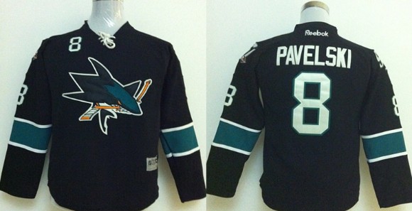 San Jose Sharks #8 Joe Pavelski Black Kids Jersey 