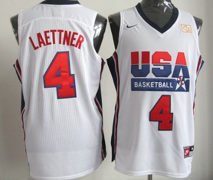 1992 Olympics Team USA  #4 Christian Laettner White Swingman Jersey 