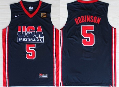 1992 Olympics Team USA #5 David Robinson Navy Blue Swingman Jersey 