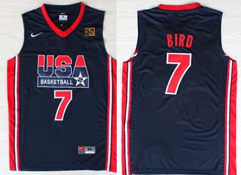 1992 Olympics Team USA #7 Larry Bird Navy Blue Swingman Jersey 