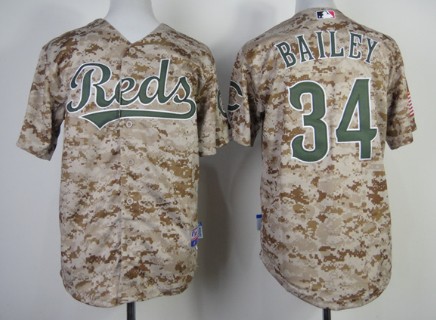 Cincinnati Reds #34 Homer Bailey 2014 Camo Kids Jersey 