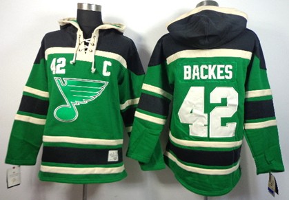 Old Time Hockey St. Louis Blues #42 David Backes Green Hoodie