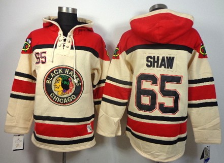 Old Time Hockey Chicago Blackhawks #65 Andrew Shaw Cream Hoodie